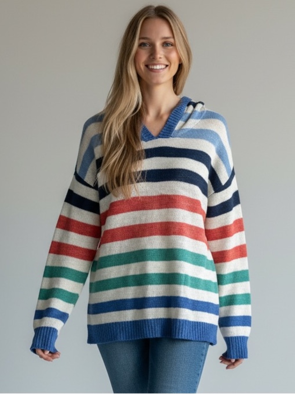 Mia & Tess Striped Hoodie Size Medium